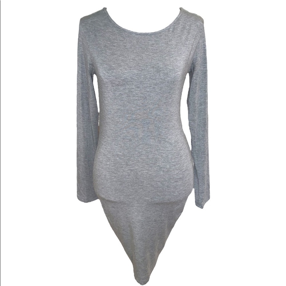 Lulus Gray Bodycon Mini Dress Long Sleeve Size Small